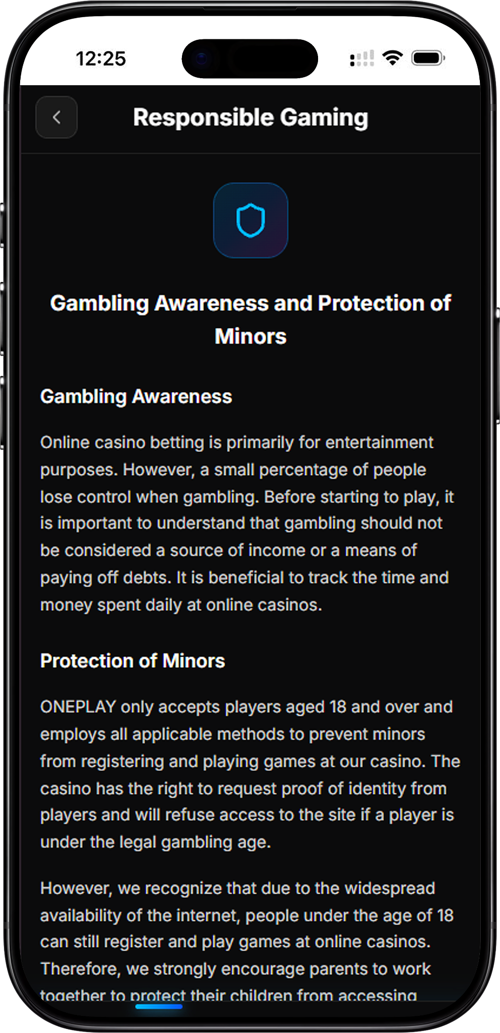 OnePlay Responsible Gaming & Gambling Awareness